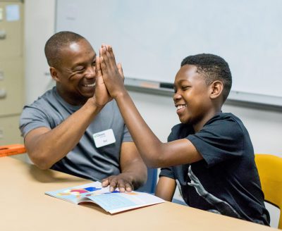 Male tutor and student