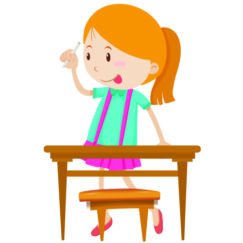 Girl with Chalk at a desk