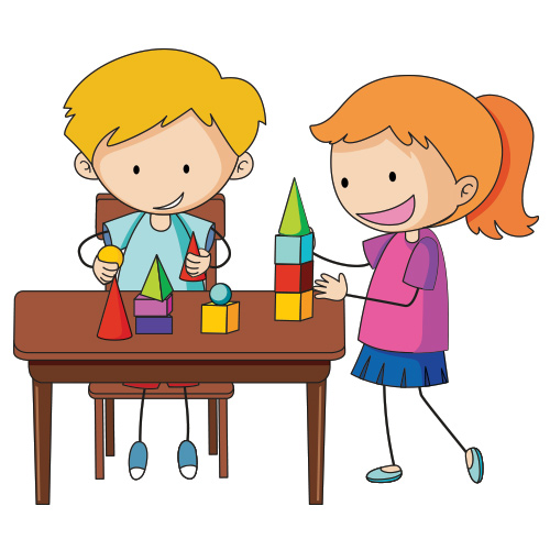 Kids playing with blocks on a desk