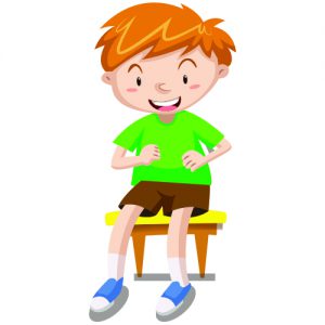 Little boy sitting on a stool