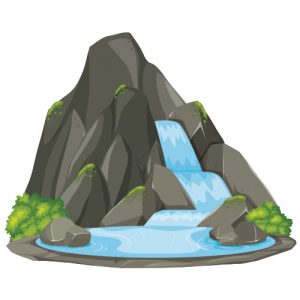 Mountain and waterfall