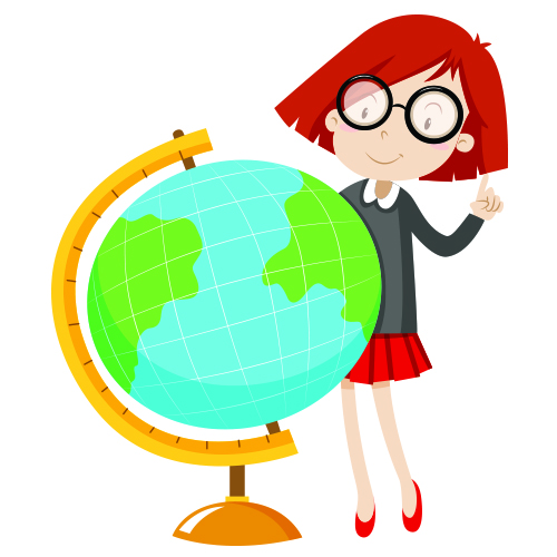 teacher with globe