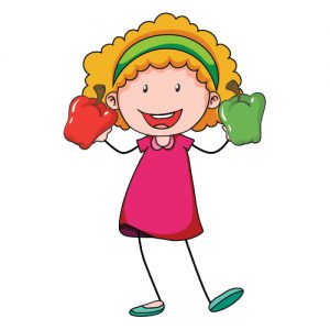 Girl with Bell peppers